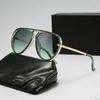 Fashion Double-Bridge Sunglasses Pilot-Style Versatile Trendy UV Protection Eyewear Retro Oversized Frames Men's Frog-Eye Glass
