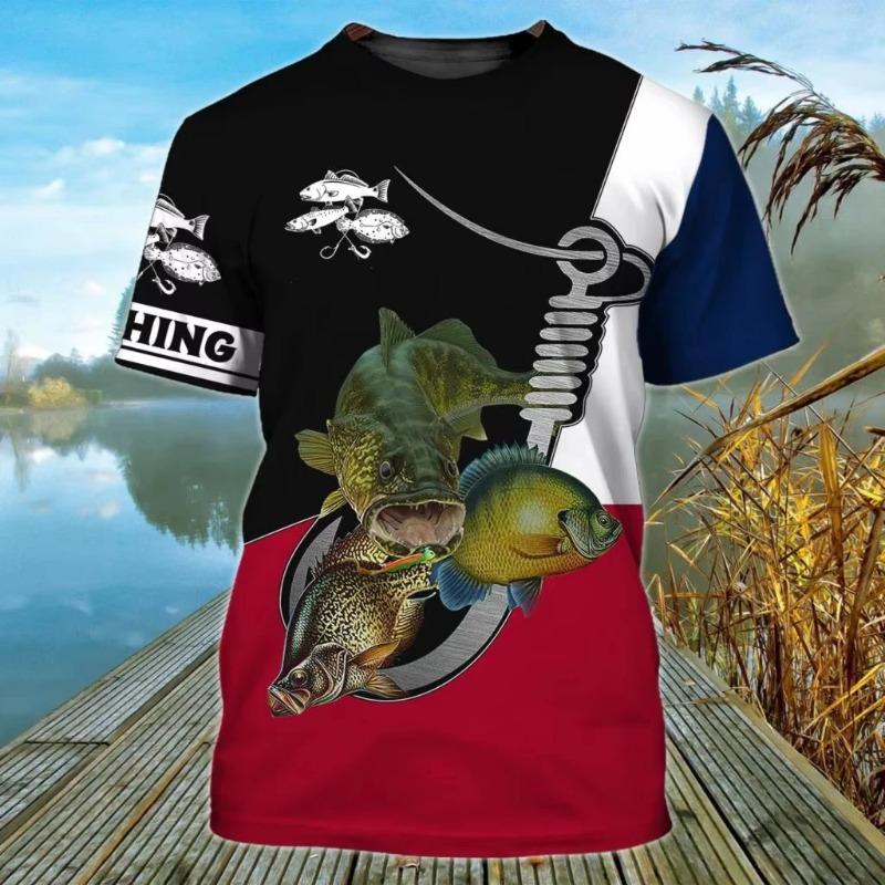 Vintage T Shirt for Mens Fishing 3D Print Outdoor Sports Short Sleeve Top Casual Man's T-shirt Loose Tee Streewear Men Clothing
