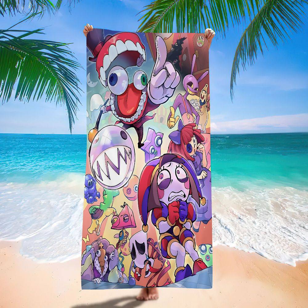 Animation A-Amazing D-Digital Circus Microfiber Printed Beach Towel Mountain Climbing Yoga Beach Soft Towel
