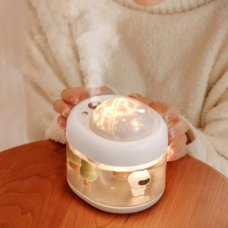 Portable 3 in 1 Air Humidifier with Rotation Projection & Atmosphere Lamp Adorable-design Girlfirend Gift for Bedroom