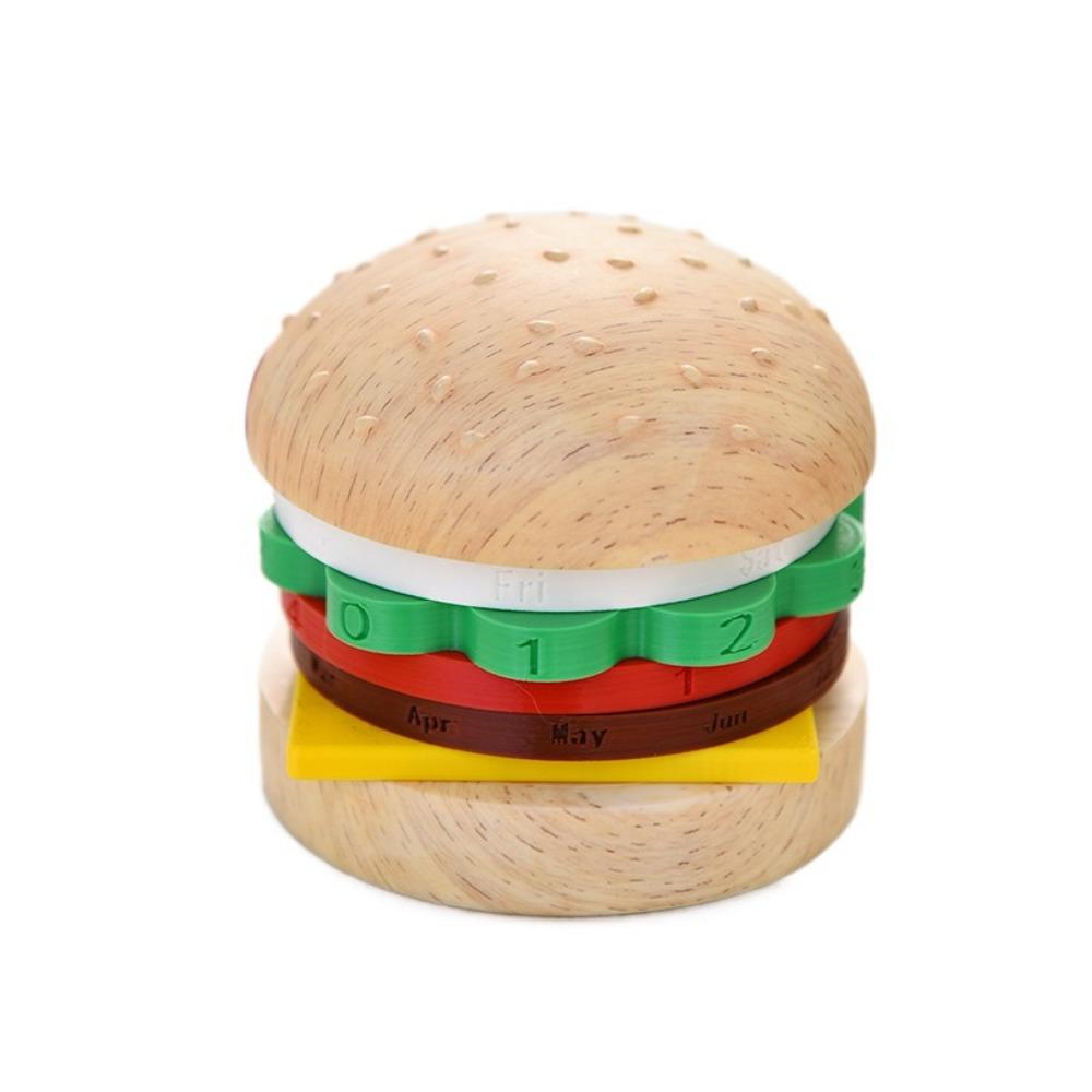 Reusable Rotating Desk Calendar Non-slip Bottom Fun Burger Table Ornament  Desk Decoration