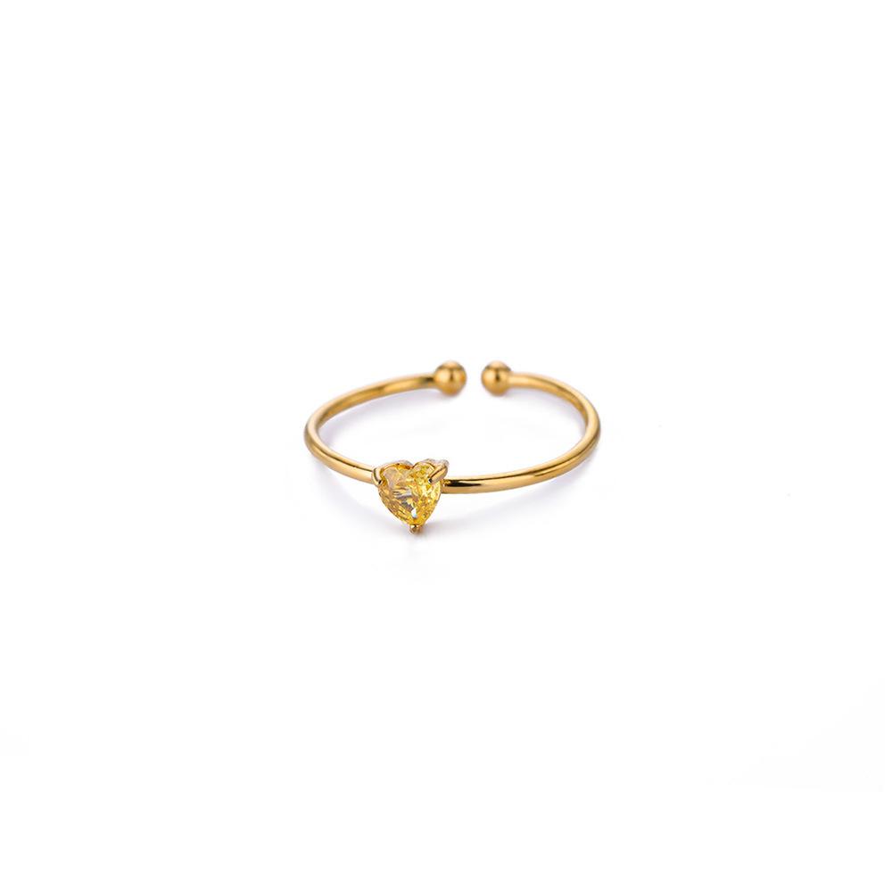 Fashion Zircon Heart Birthstone Rings For Women Stainless Steel Color Birthstone Ring Aesthetic Wedding Jewelry Gift