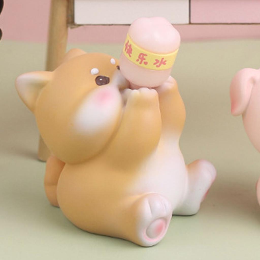 Cute Animal Figurine for Kids Resin Mini Animal Toy Cake Topper Desktop Decoration Dashboard