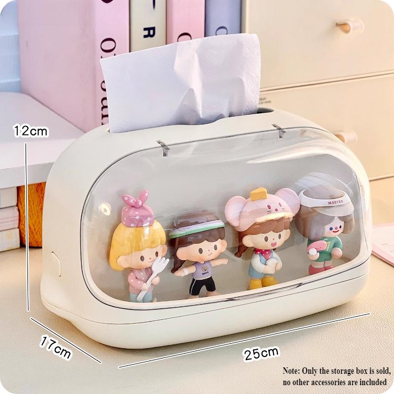 

Cute Tissue Box Holder Blind Figure Dustproof Display Box Kawaii Decor Desktop Ornaments Paper Box Kid Gamer Dolls Organizer вершковий