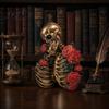 Gothic Skeleton Ornament Hugging Couple Figurine, Rose Skull Resin Retro Sculpture, Vintage Decoration, Romantic Halloween Party Supplies