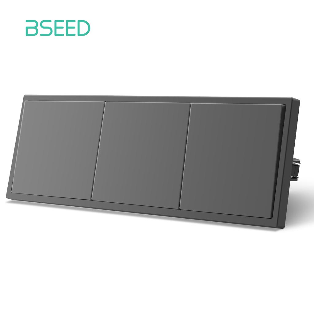 BSEED Mechanical 1/2/Gang Wall Light Switch 1Way With EU Sockets Power USB Power Outlets Plastic Panel No Led Lights Gray Series