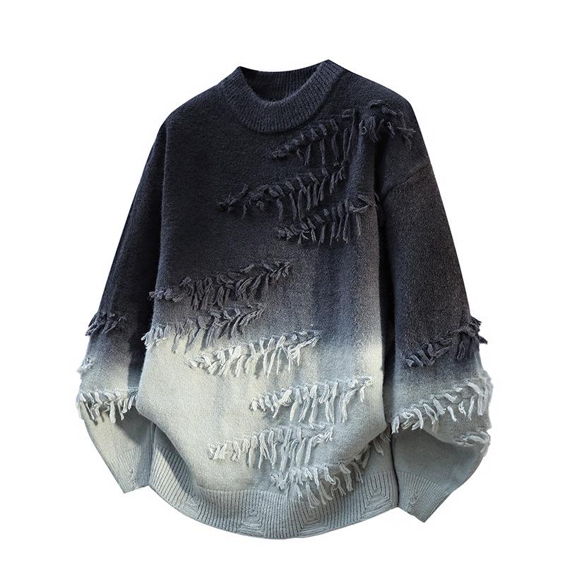 Farbverlauf Strickpullover: Trendiger lässiger Pullover mit Rundhalsausschnitt für Jugendliche