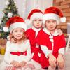 2PCS  Santa Hat for Kid Boys Girls Christmas Hat Bulk Xmas Holiday Velvet Hat for Children New Year Festive Holiday Party