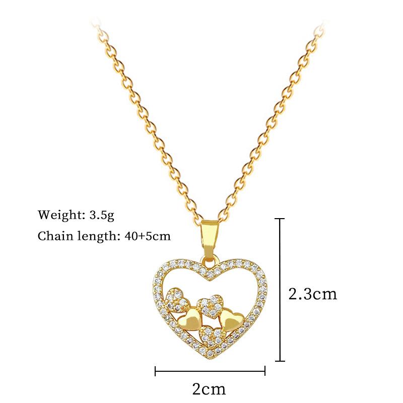 Stainless Steel Chain Necklaces for Women Simple Hollow Love Heart with Zircon Pendant Necklace Trendy Collar Accessories Gifts