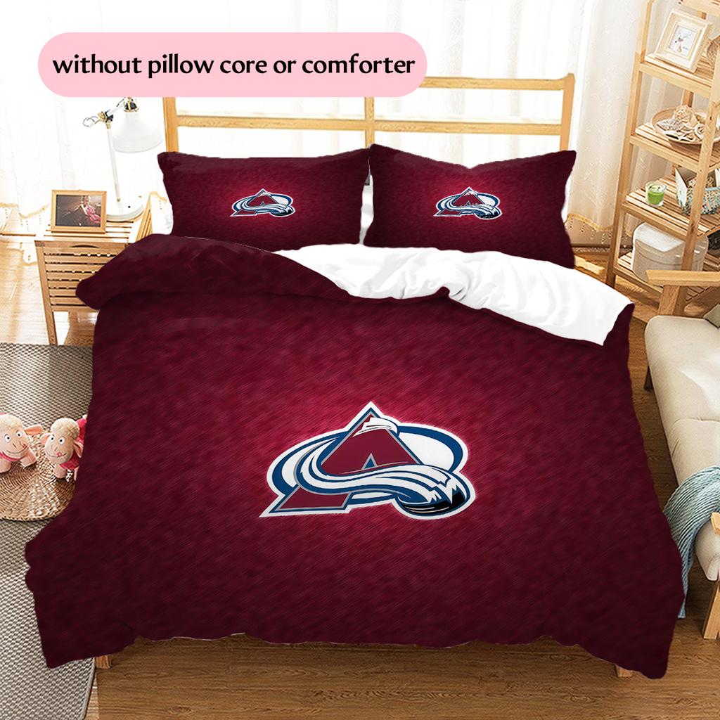 Colorado Avalanche Pattern Bedding Quilt Set Home Decoration Gift (1 * Duvet Cover + 2 * Pillowcase Without Core)