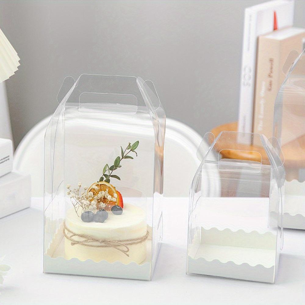 10pcs Clear Gift Boxes with Handles Transparent Cake Boxes Plastic Display Box Portable Single Cake Containers Party Favors Boxes Clear Cake Box