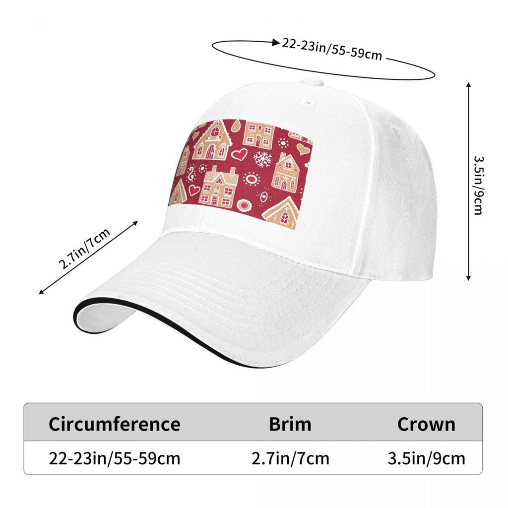 Unisex Baseball Hats Christmas Gingerbread House Pattern Summer Sports Baseball Caps Hip Hop Cap Casquette Polychromatic Hats