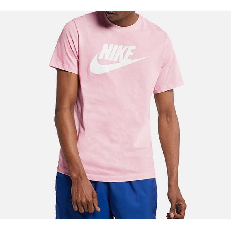 Nike Classic Logo Print Crew Neck Short Sleeve T-Shirt Men Tops Pink AR5005-663
