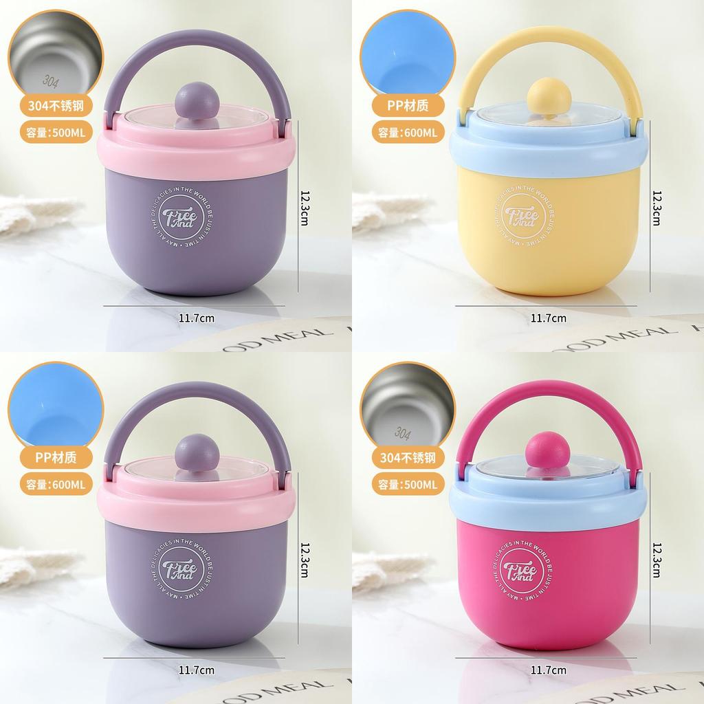 Insulated Student Breakfast Cup With Lid And Spoon For Office And School Use