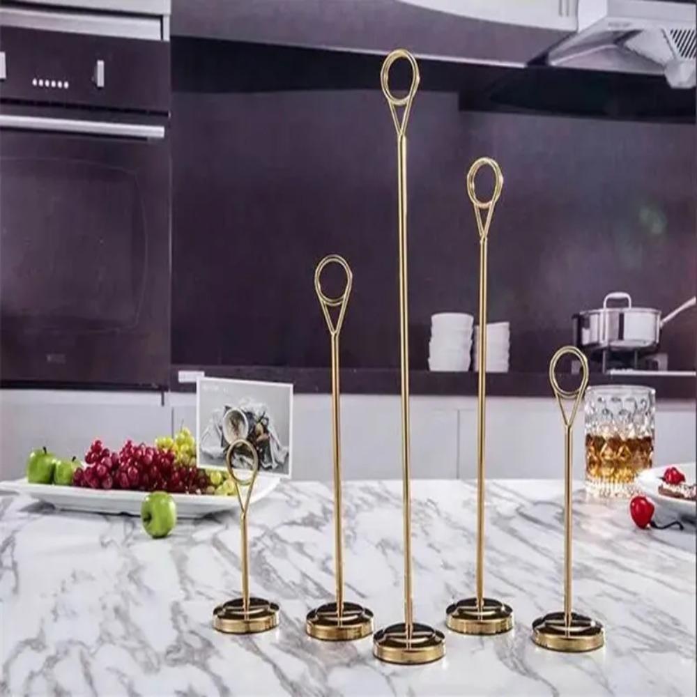 Cute Stainless Steel Round Photo Clip Elegant Note Clamp Stand  Restaurant Table