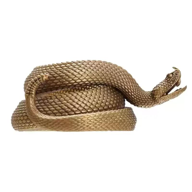 

7,8x5,8 см/3x2,2 дюйма Оригинальная латунная подставка для ручки в виде гремучей змеи Маленькая декоративная коллекционная фигурка в виде рептилии из кристалла Подарки