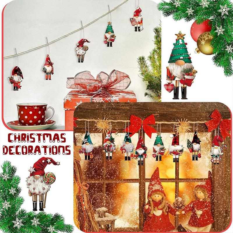 12PCS/PACK Christmas Tree Pendant Christmas Soldier Colorful Decoration Wood Holiday Ornament