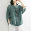 Summer New Style Plus Size Women's Loose Casual Solid Color Cotton Linen Short Sleeve T-Shirt Top