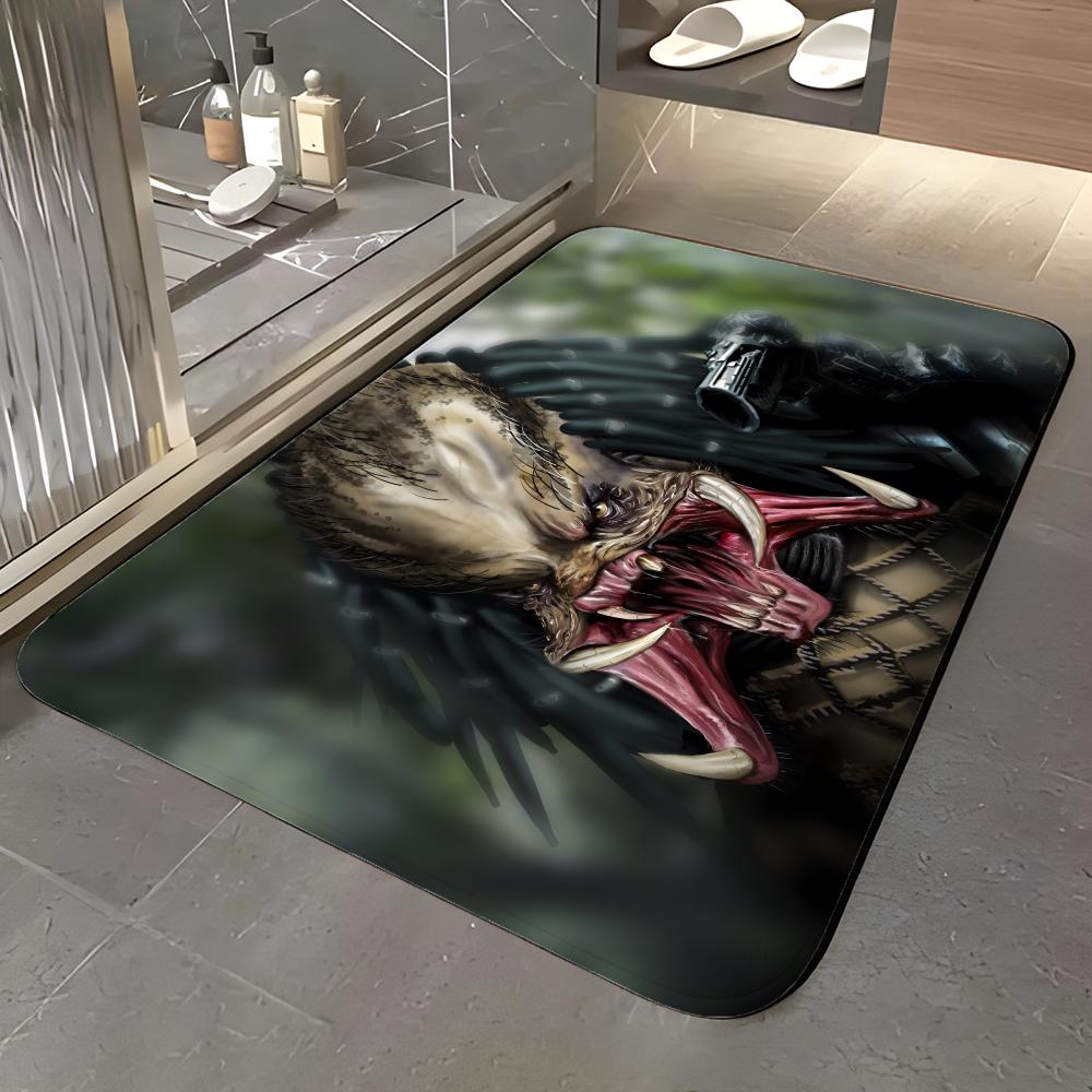 Monster Y-Yautja Floor Mat Soft Flannel Entrance Door Mat Non Slip Absorbent Bathroom Bedroom Floor Rug