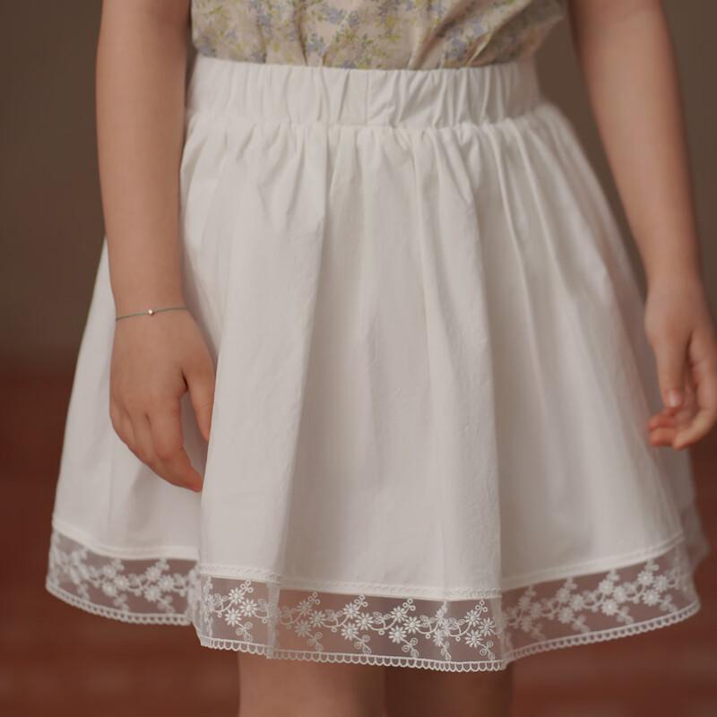 Hacikis Girls  Summer White Cotton A-Line Skirt 170