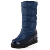 White Women's Winter Snow Boots 2024 Black Red Warm Fur Plush Mid-calf Boot Wedge Low Heels Fashion Long Shoes Girls Waterproof