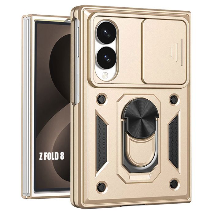 Coque pour Samsung Galaxy Z Fold 8, Antichoc avec Support et Protection Caméra - Doré
