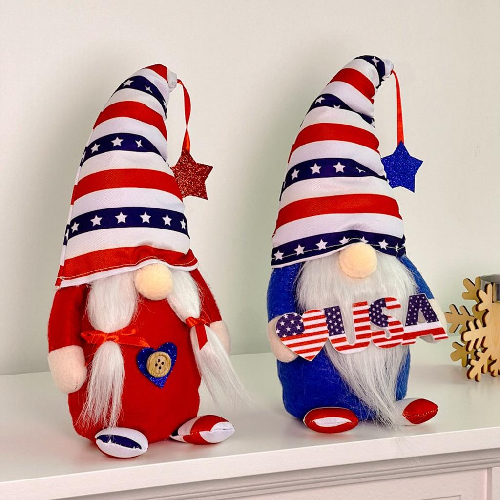 Independence Day Faceless Man Doll Fabric Independence Day Decorations Home Display Window Ornaments