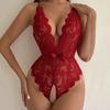 Erotic Underwear European and American Open-file Neck-hanging One-piece Pajamas Strapped Bows Backless Lace Erotic Pajamas Women