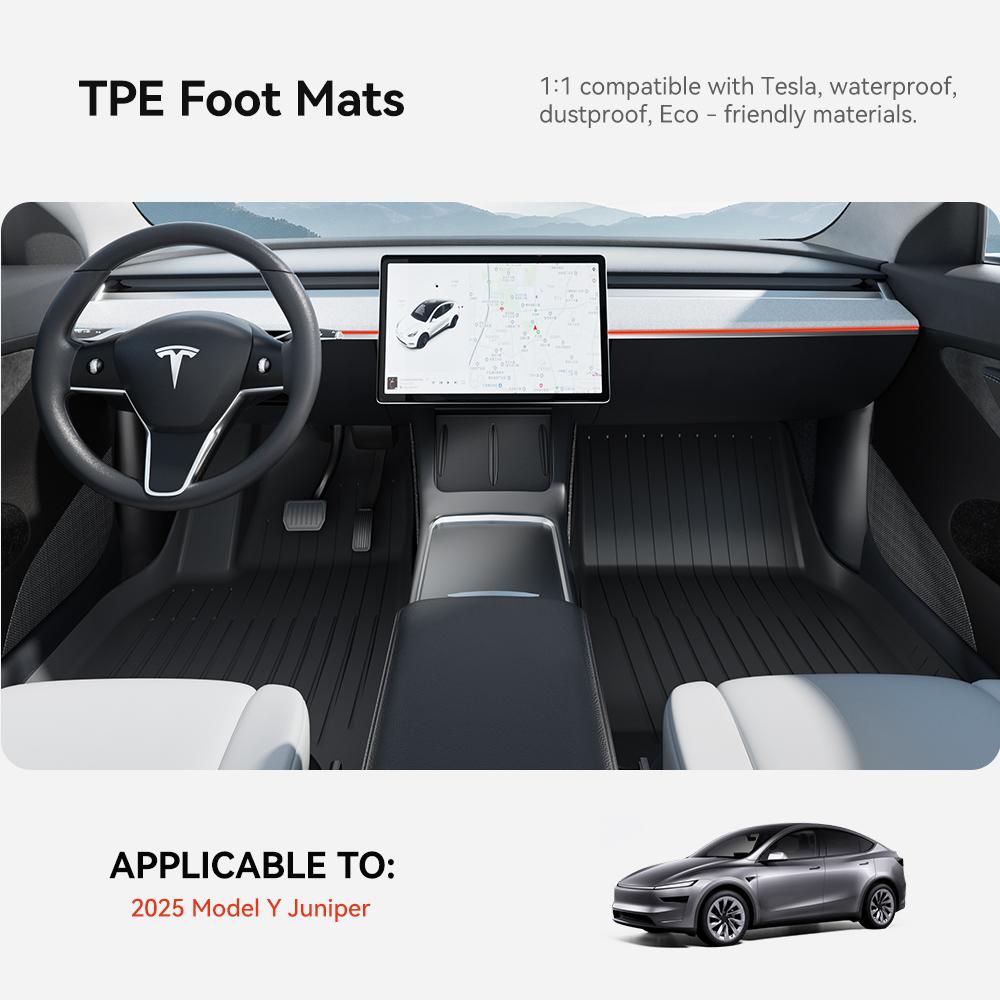 YZ TPE Foot Pad For Tesla Model Y Juniper 2025 Right Rudder floor Liner Fully Surrounded Floor Mats Waterproof Non-Slip Carpet