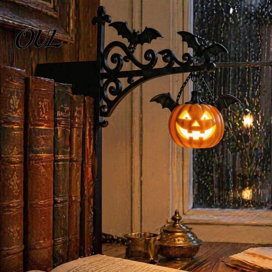 Indoor Hanging Lantern Halloween Library Lantern, Gothic Decorative Bookshelf Lamp, Vintage LED Reading Room Ambience Lamp Book Nook Light for