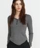 MAKE A TOAST Striped Button Long Sleeve T-Shirt (Gray) Mbfsto002Gr