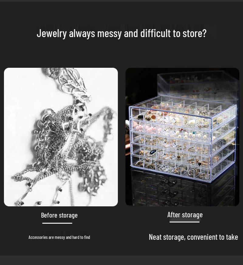Clear 5-Layer Jewelry & Nail Art Organizer Box with 120 Compartments