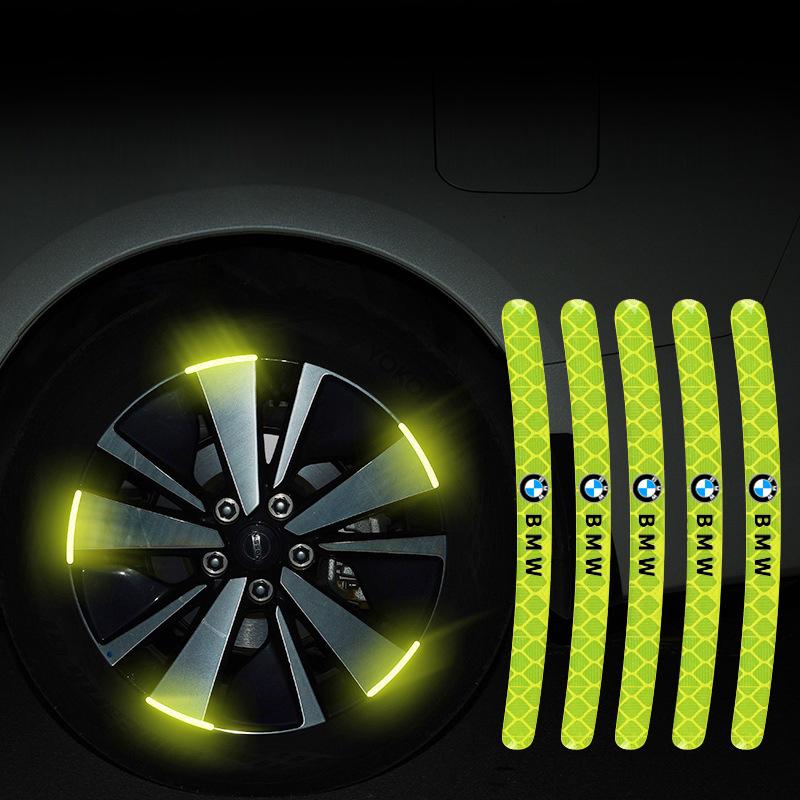 ZWVP7 Car Sticker 20pcs/set Car Wheel Hub Reflective Strip Sticker For BMW E46 E90 E60 F30 F10 G30 G20 G32 X1 X2 X3 X5 X4 Accessories