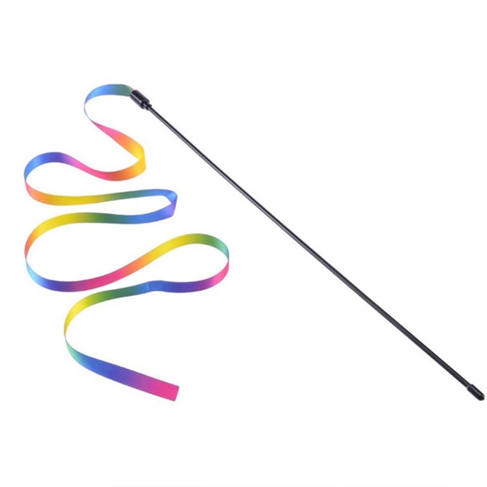 New Rainbow Ribbon Double-sided Cat Toys Cat Supplies Interactive Stick Teaser Wand