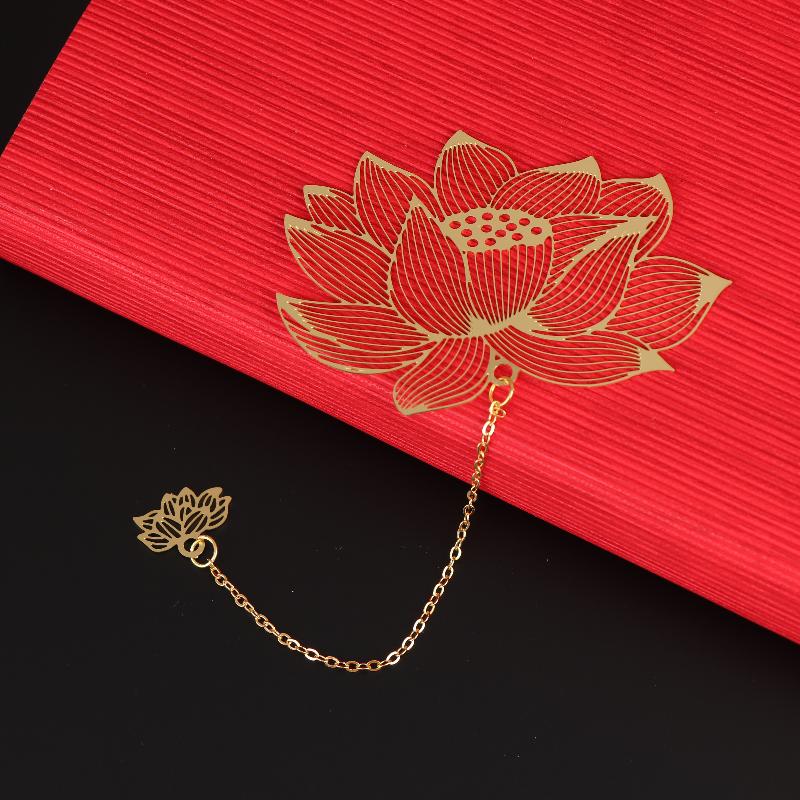 Chinese Style Stationery Retro Metal Bookmarks Hollow Ginkgo Biloba Maple Leaf Lotus Vein Book Marks Gifts