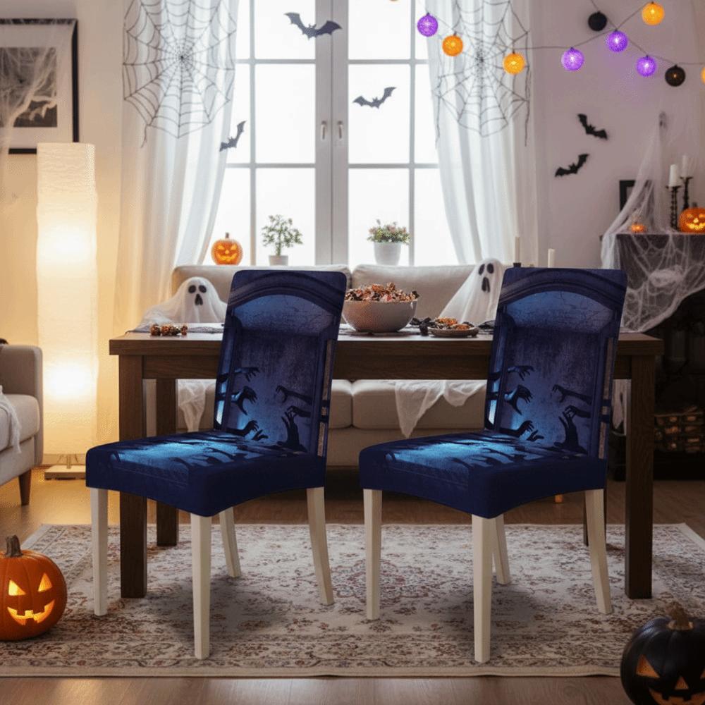 Vintage Scary Dining Chair Slipcovers Full Cover Spooky Ghost Chair Protector for Home