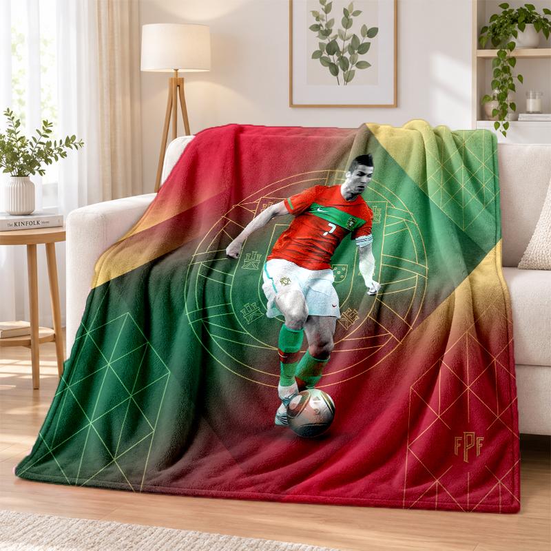 Cristiano Ronaldo Printed Flannel Blanket Warm Comfort Bed Throw For Indoor Home Decoration
