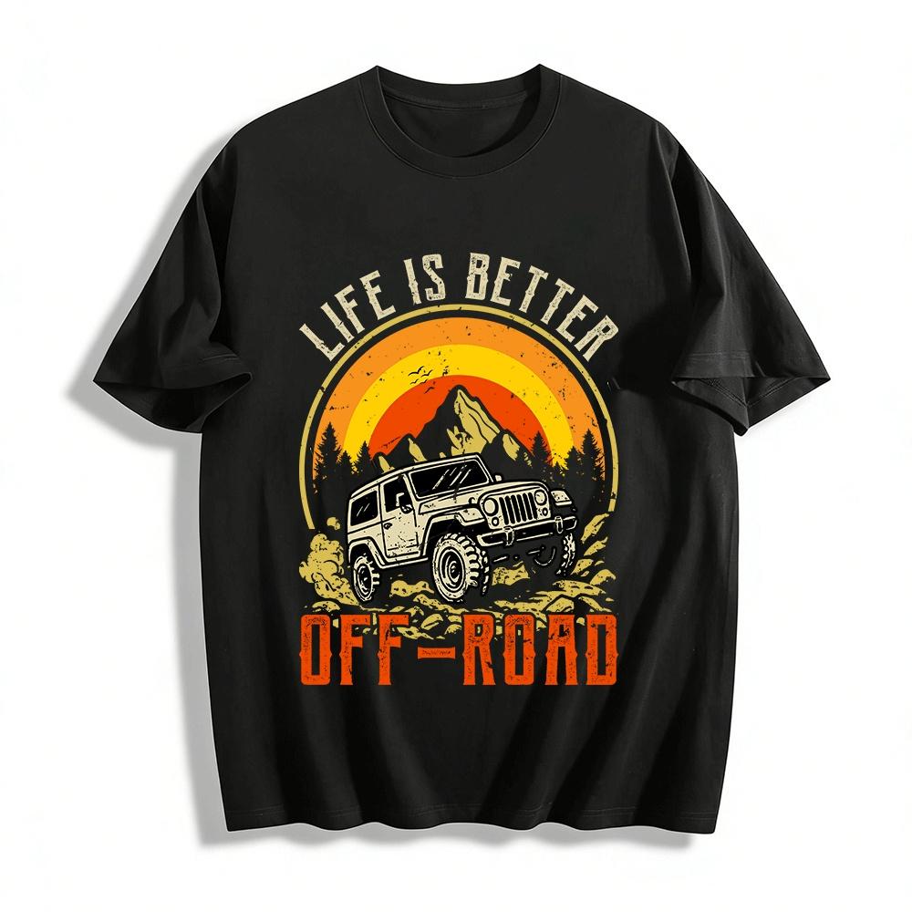 

Retro Off-Road Mountain Car Print T-Shirt For Outdoor Enthusiasts Pure cotton T-shirt 6XL