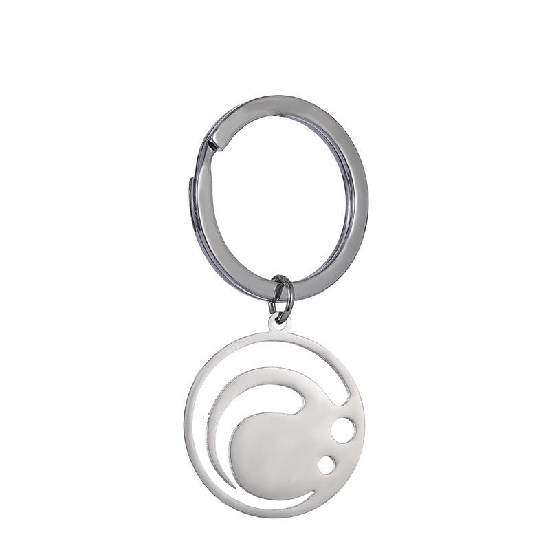 Stainless Steel Fire Rock Grass Ice Wind Water Thunder Keychain Schoolbag Backpack Accessories Genshin Impact Pendants Gifts
