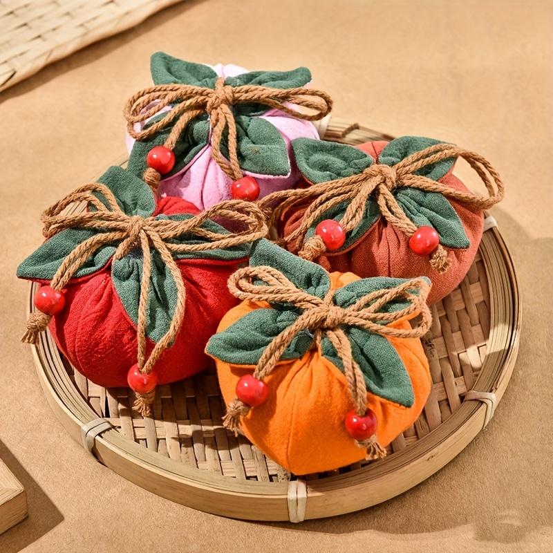 [Lucky Incense Bag] Lucky Charm Incense Bag with Persimmon Pendant | Dragon Boat Festival, Mugwort Filled for Fragrance, Can Be Hung