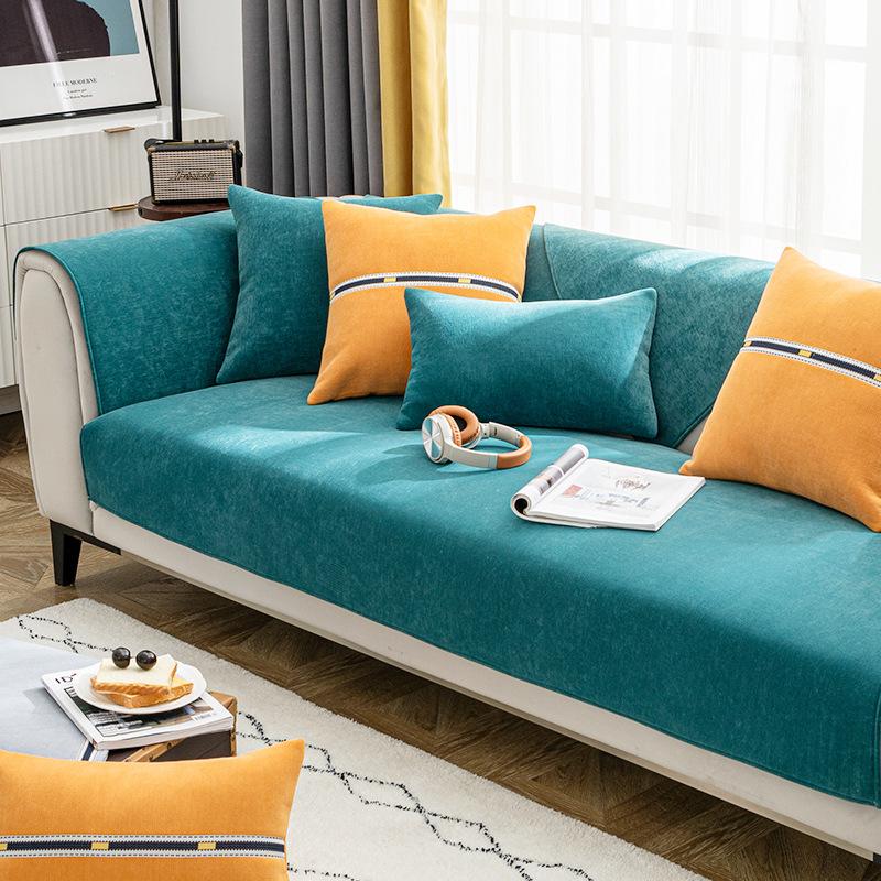 Leichter Luxus-Stil, neuer Sofakissenbezug aus Chenille-Leder, für alle Jahreszeiten, universell, rutschfest, schlicht, modern, für den Sommer