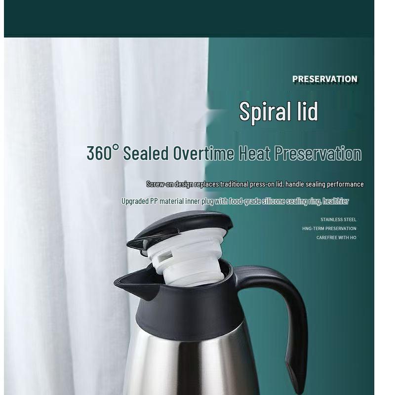304 Stainless Steel Vacuum Insulated European Teapot Thermos Flask - Large Capacity Hot Water Kettle for Home or Hotel Use