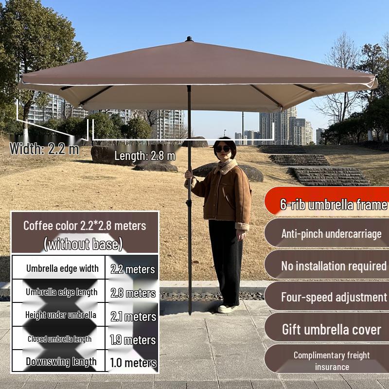 Large Outdoor Commercial Parasol - Thickened Square Patio Umbrella Tent