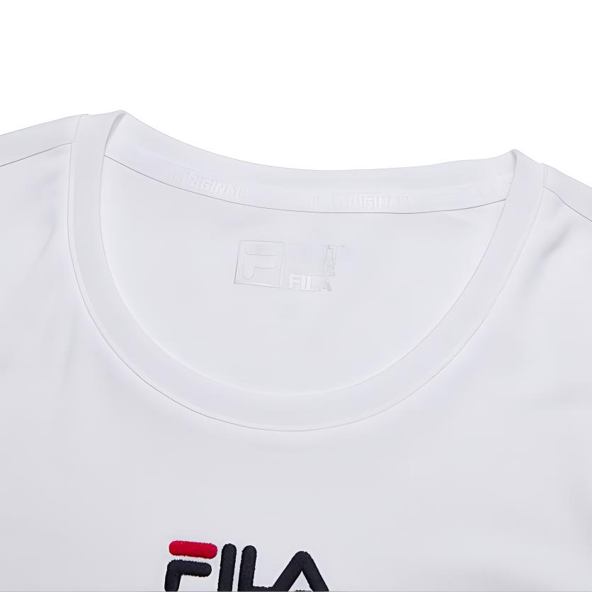 FILA Simple Solid Color Embroidered Skin-Friendly Regular T-Shirt Women tops White F11W928108FWT