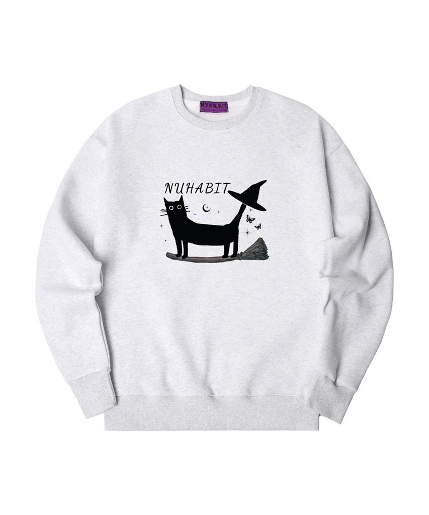 NUHABIT N/H A Witchs Cat Oversized Fleece-Lined Sweatshirt_Melange White (Gom4-4Nh1194)