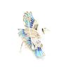 Chinese Style, High-end Blue Elegant Crane Brooch, Real Gold Plated Micro-zircon Animal Pin, Men's and Women's Accessories.
