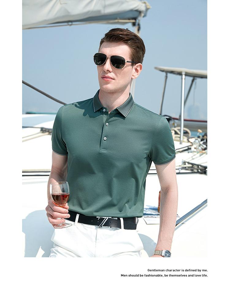 [5.8% Mulberry Silk] Summer Cotton Soft Skin friendly Men's Breathable Collar Polo Shirt
