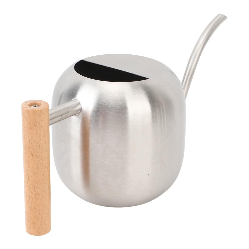 Watering Can Stainless Steel Long Spout Splash Proof with Wood Handle Plant Watering Can for