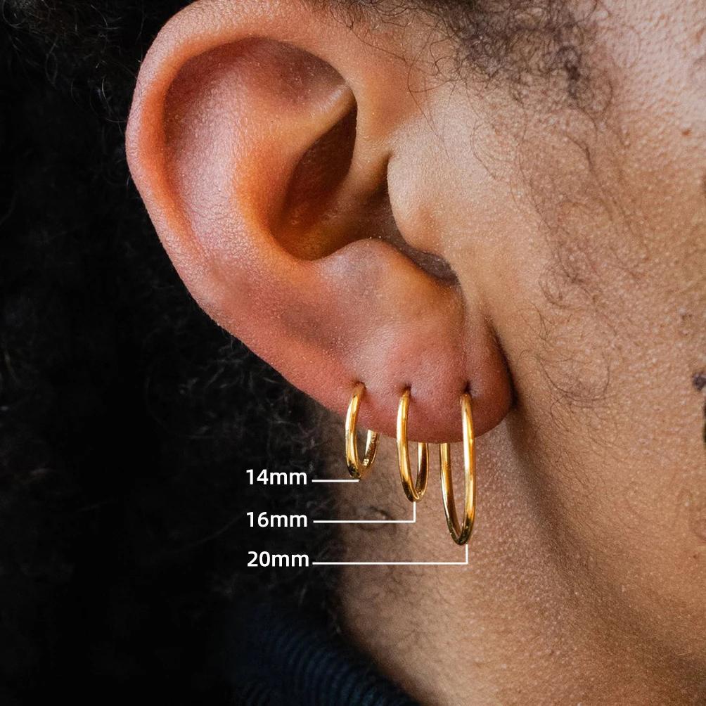 1 Pair of Classic Plain Circle Trend Hip Hop eEarrings Stainless Steel Men's Women's Simple Design Style Jewelry Does Not Fade