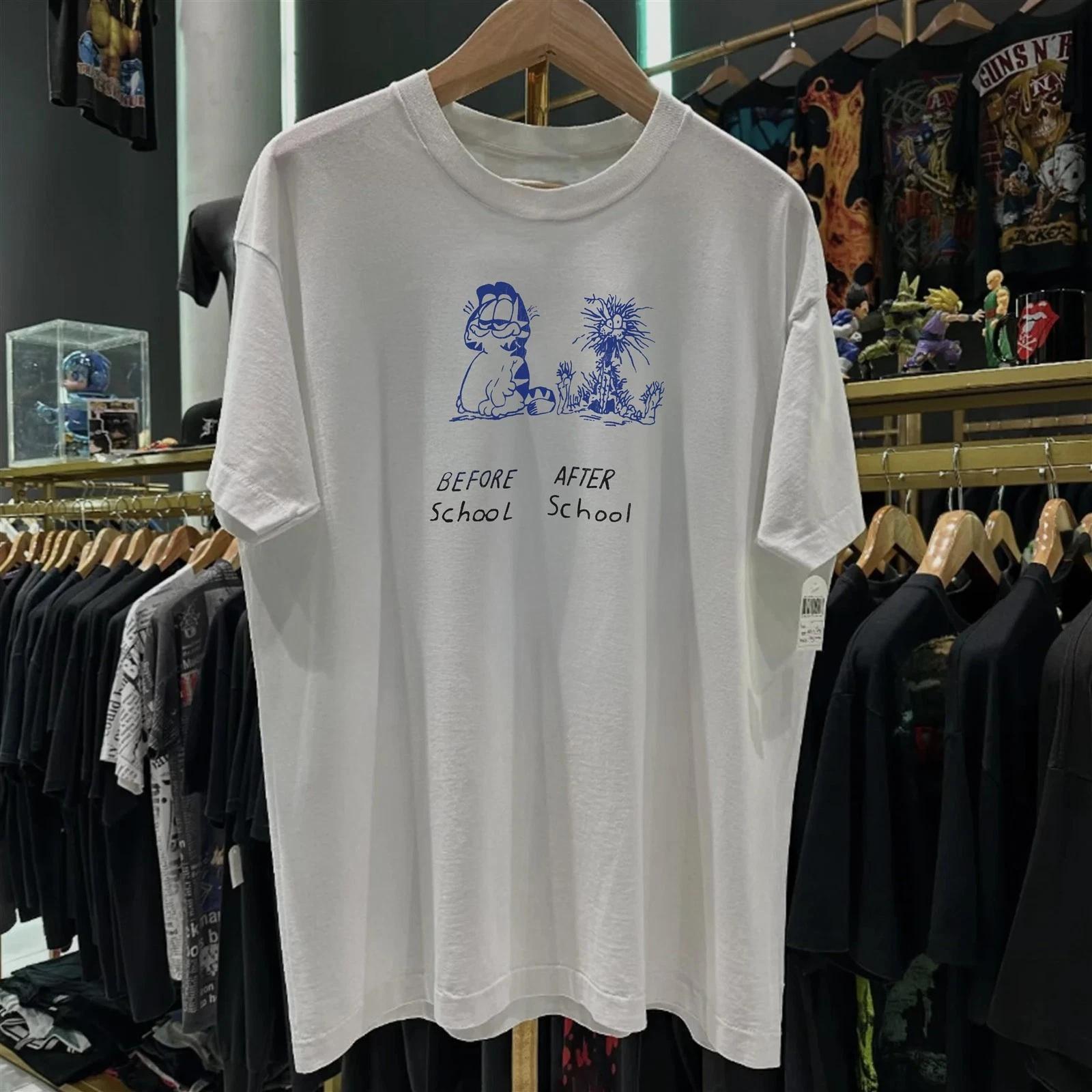 1980s Garfield Parody Before School Aged White T-Shirt M L